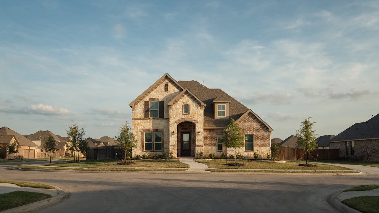 A two-story suburban home on a quiet Mansfield cul-de-sac